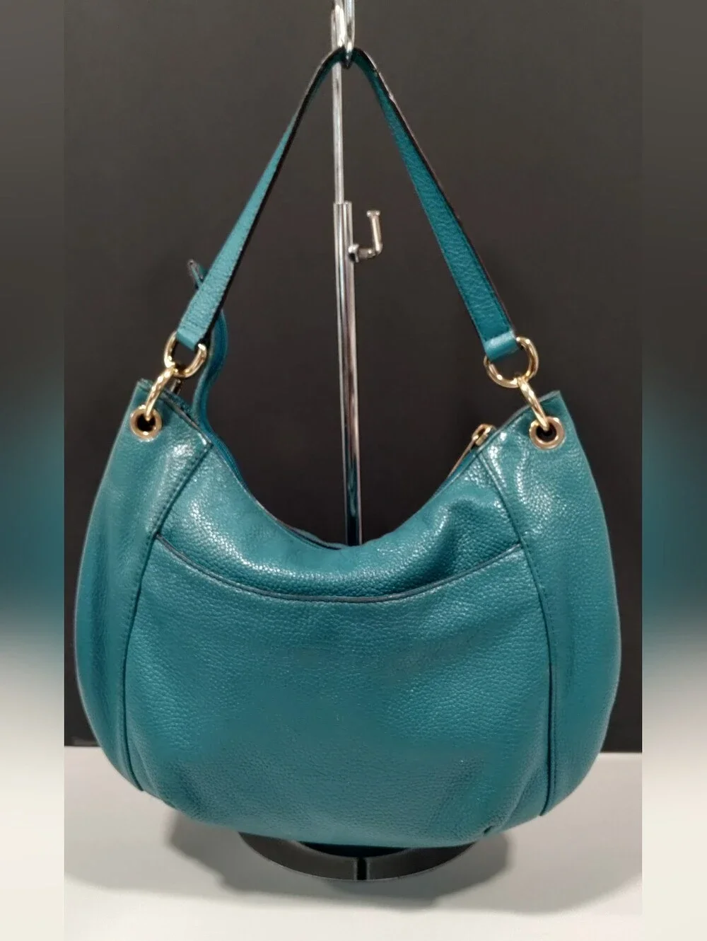 Michael Kors Teal Pebbled Leather Hobo with Gold Hardware